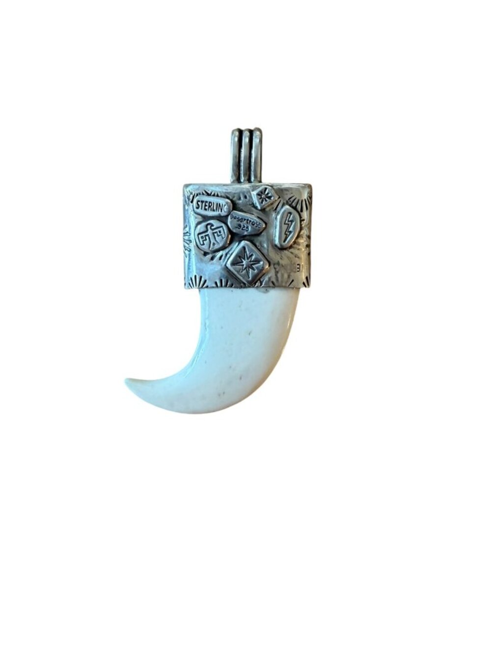 Desert Rose Silver Iron Maiden Buffalo Claw Pendant - Picture 2 of 3